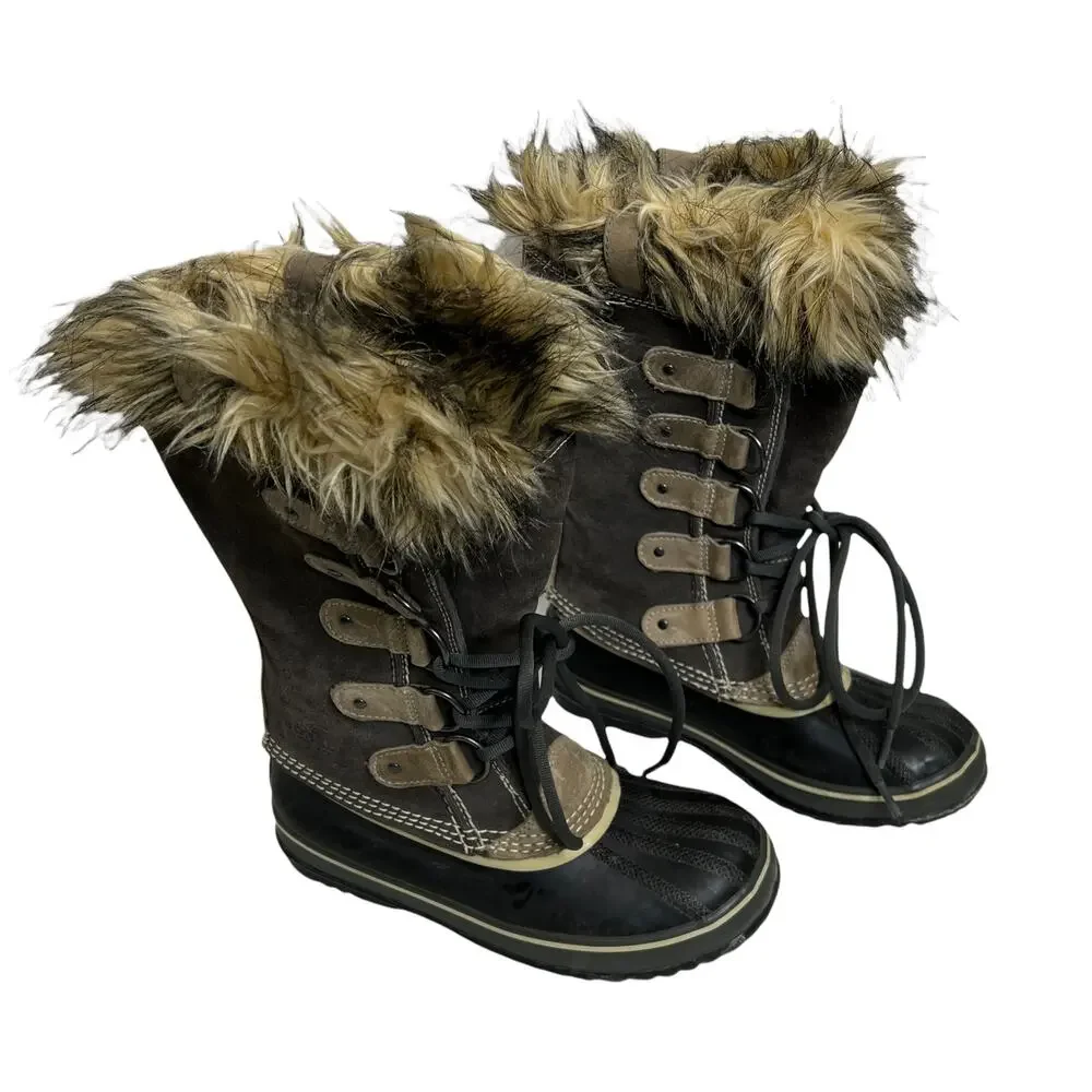 Sorel Joan‎ of Arctic W Sz 6 Winter Boots Waterproof Faux Fur Suede Mid-Calf